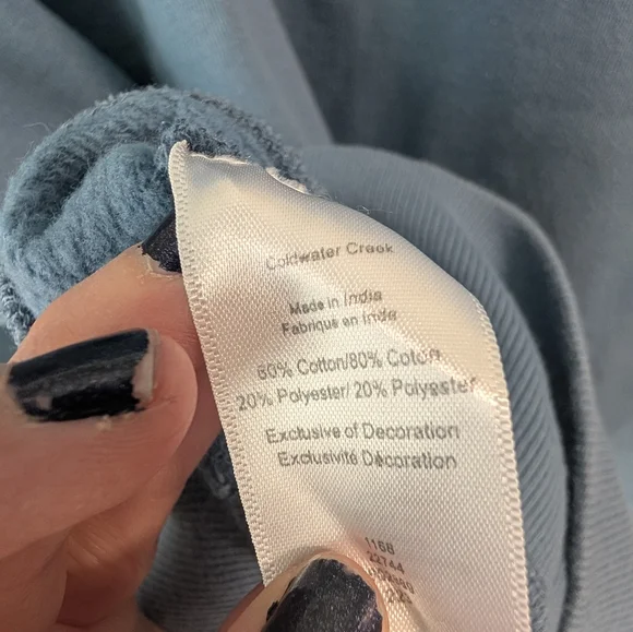 Blue Floral Embroidered Sweatshirt 2X Grannycore Patchwork Indie Boho Hippie - Picture 6 of 11